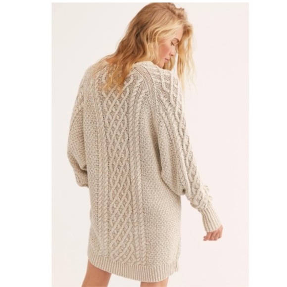 Free People On A Boat Sweater Dress Taupe Sands - Picture 3 of 6